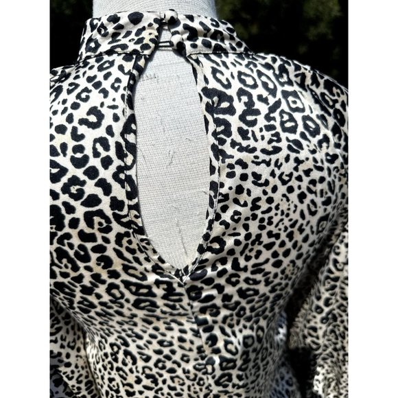 Lipsy London Dress Women Size 2 Brown Leopard Print Pullover Keyhole Neck Sheath - Picture 4 of 13